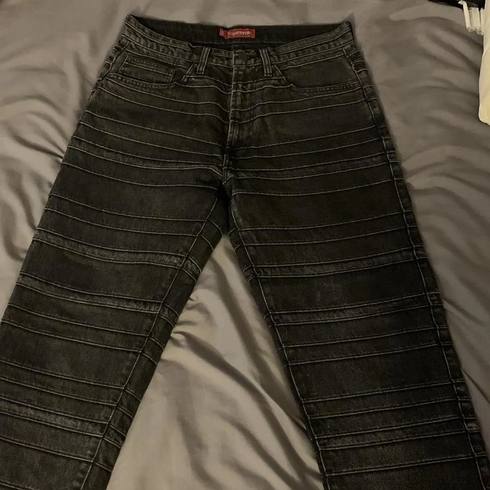 Supreme Men's Black and Grey Jeans