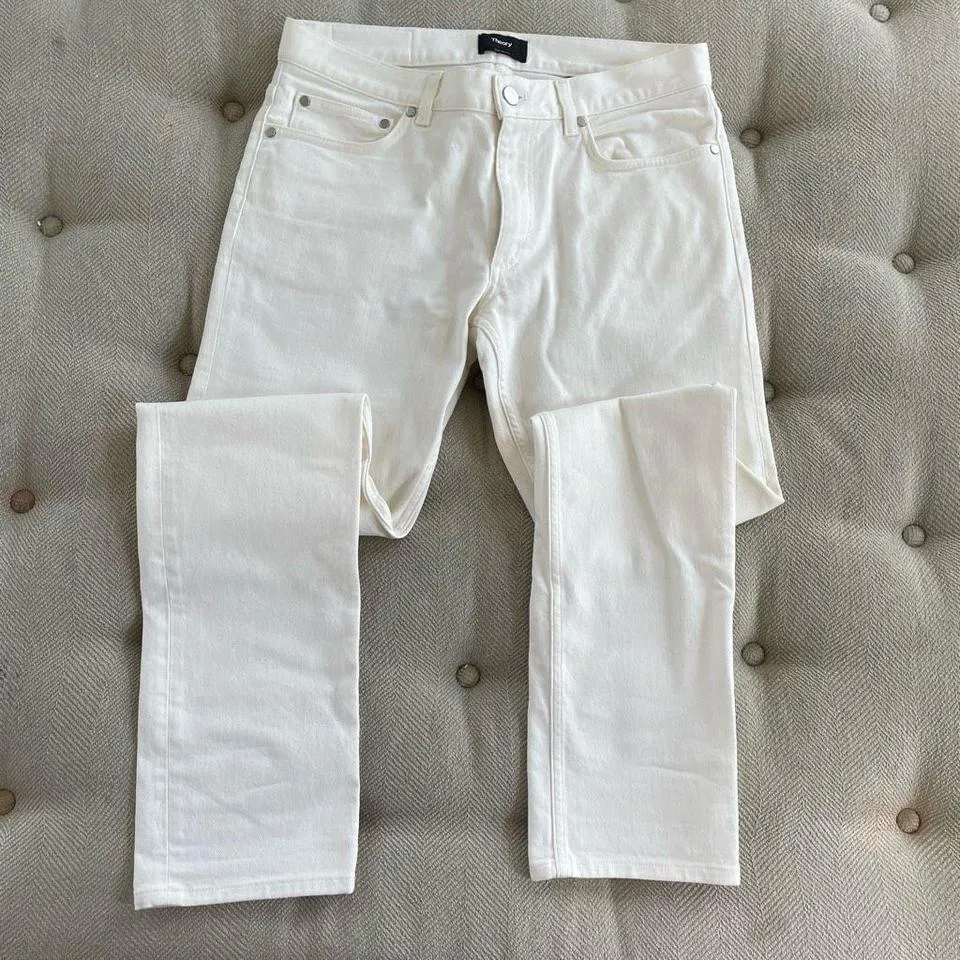 Theory Men's Cream and White Jeans