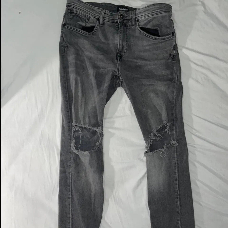 Timberland Men's Grey and Black Jeans