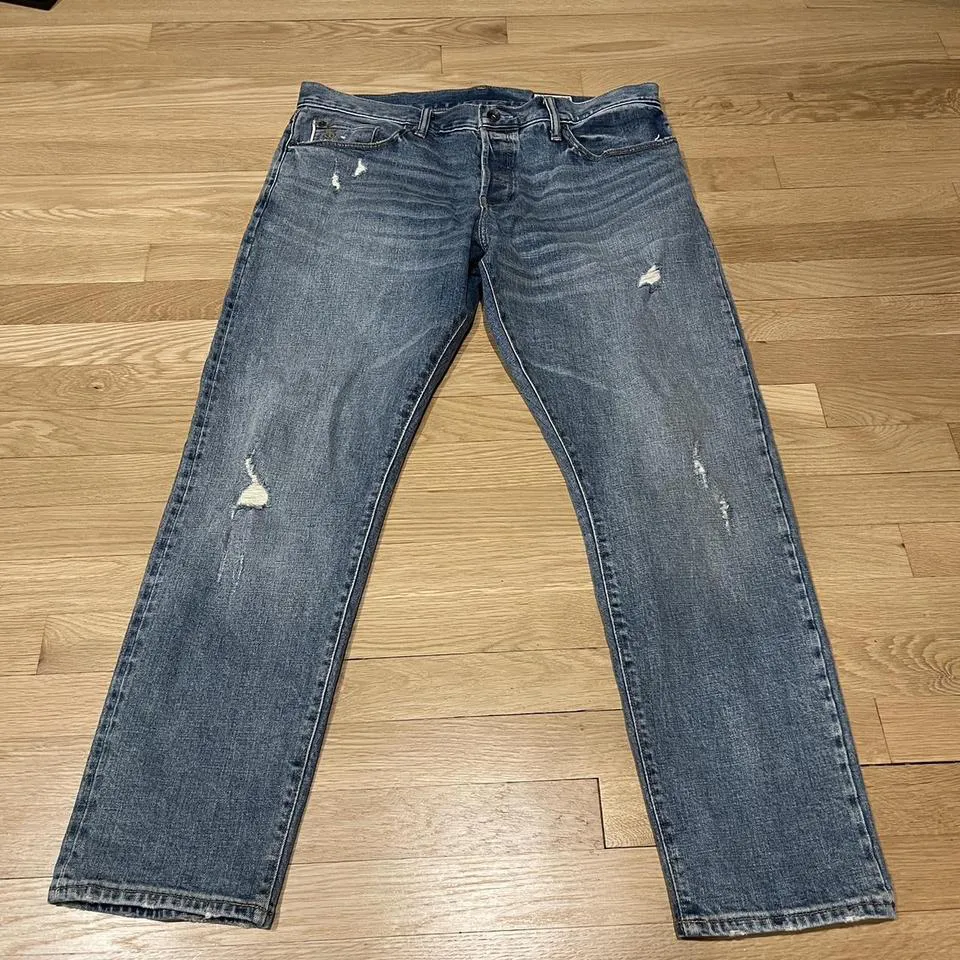 Todd Snyder Men's Navy and Blue Jeans