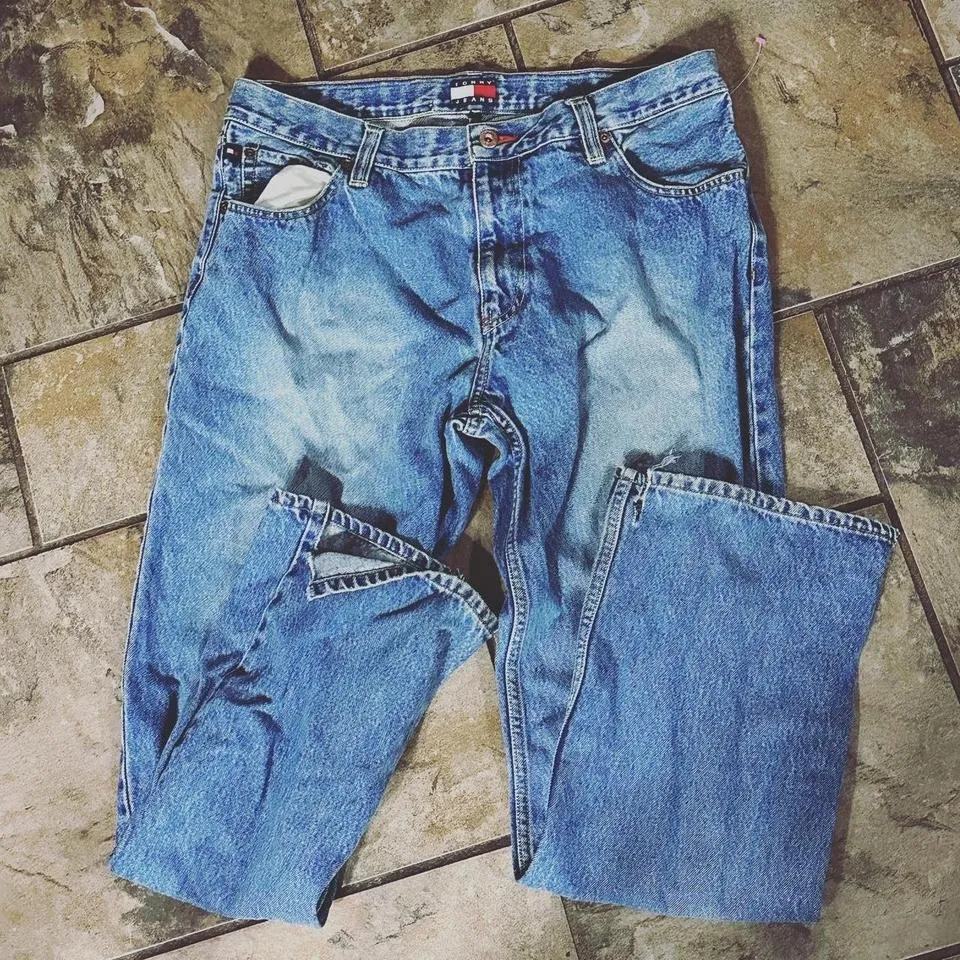 Tommy Hilfiger Men's Blue and White Jeans