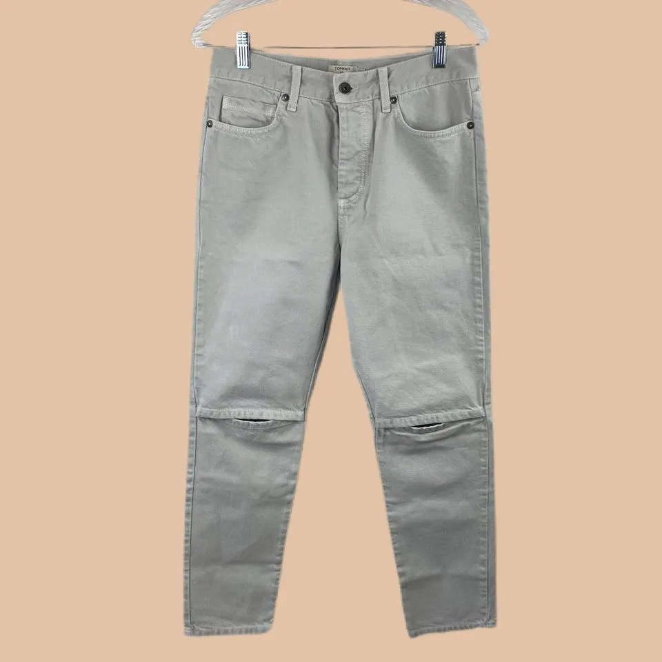 Topman Men's Grey and White Jeans