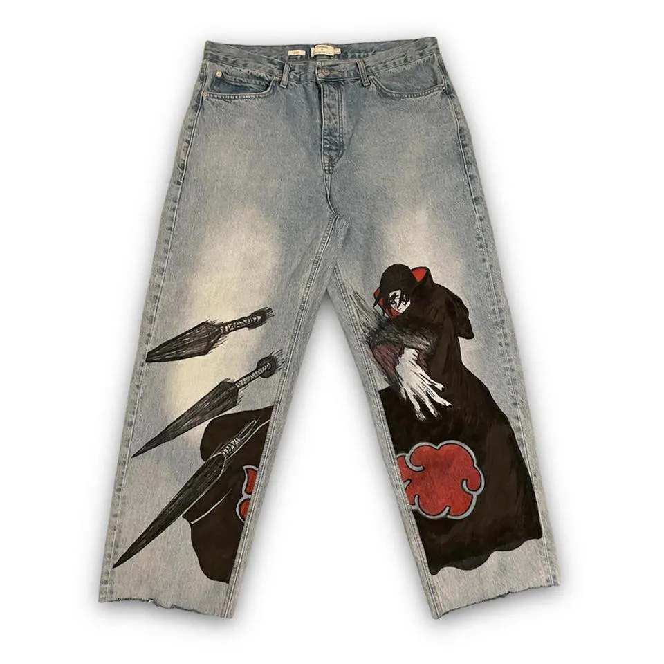 Topman Men's Black and Red Jeans