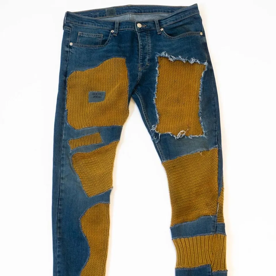 Topman Men's Khaki and Blue Jeans