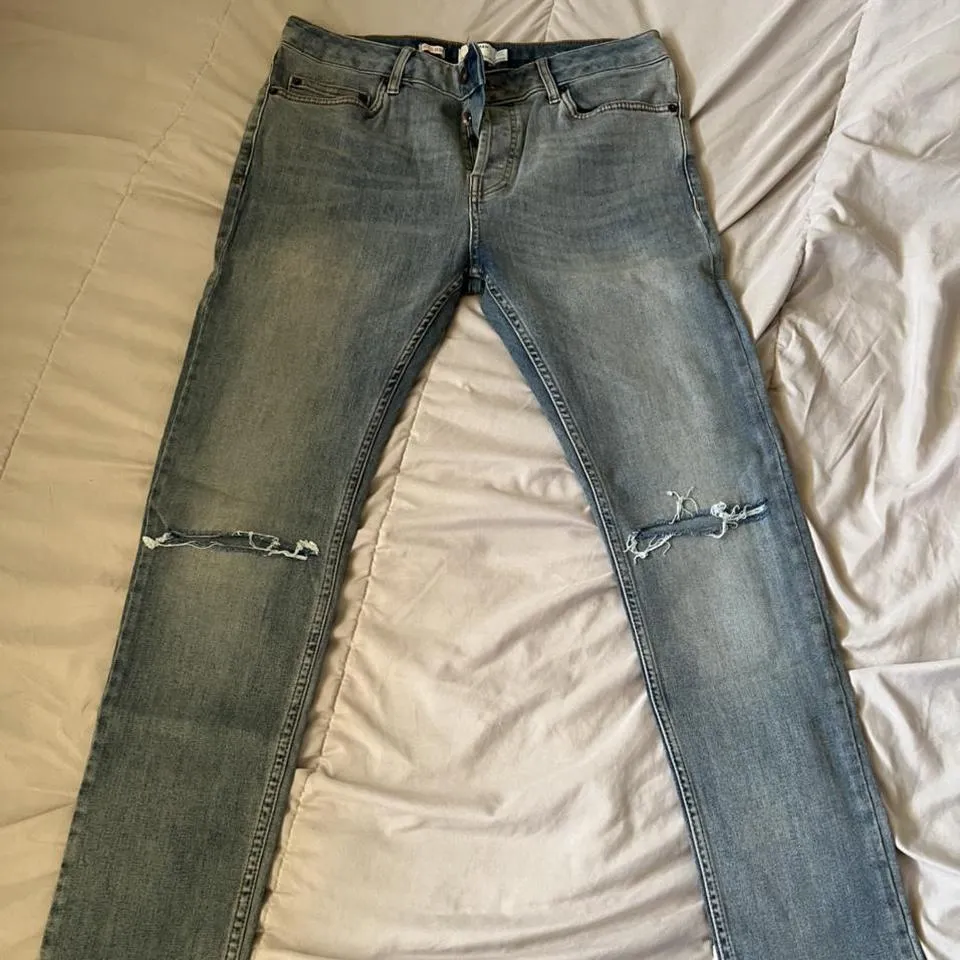 Topshop Men's Blue and Navy Jeans