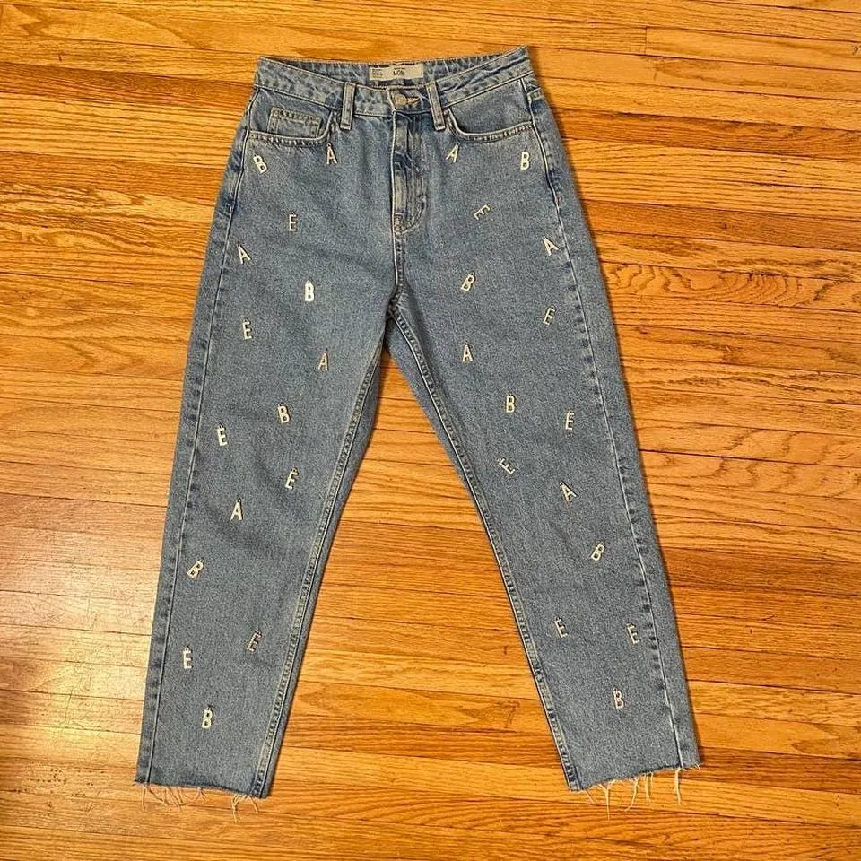 Topshop Men's Blue and Silver Jeans