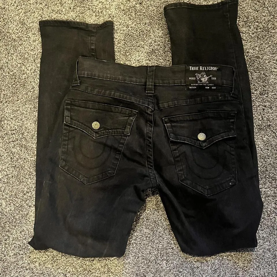 True Religion Men's Navy and Black Jeans