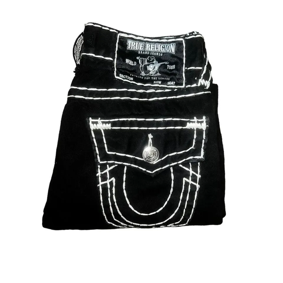 True Religion Men's Black and White Jeans