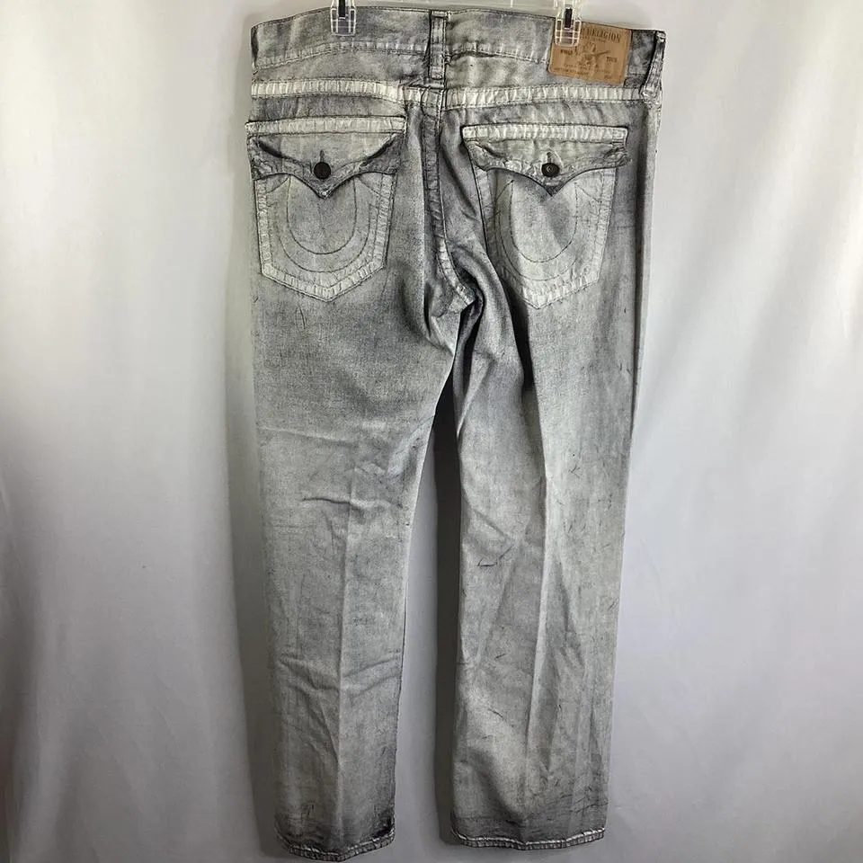 True Religion Men's Grey and White Jeans