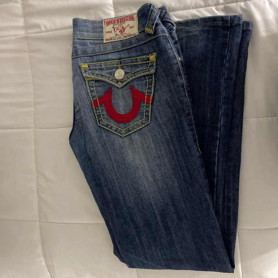 True Religion Men's Red and Blue Jeans