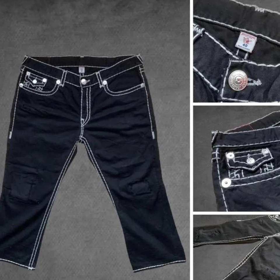 True Religion Men's Black and White Jeans