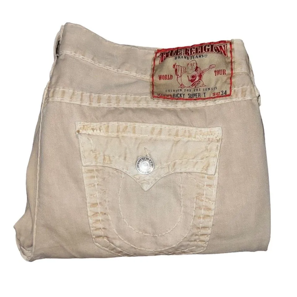True Religion Men's Cream Jeans