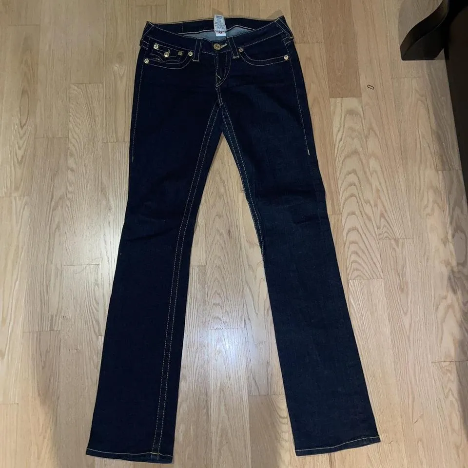 True Religion Men's Navy and Gold Jeans