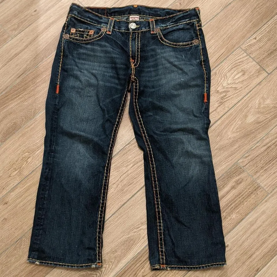 True Religion Men's Yellow and Blue Jeans