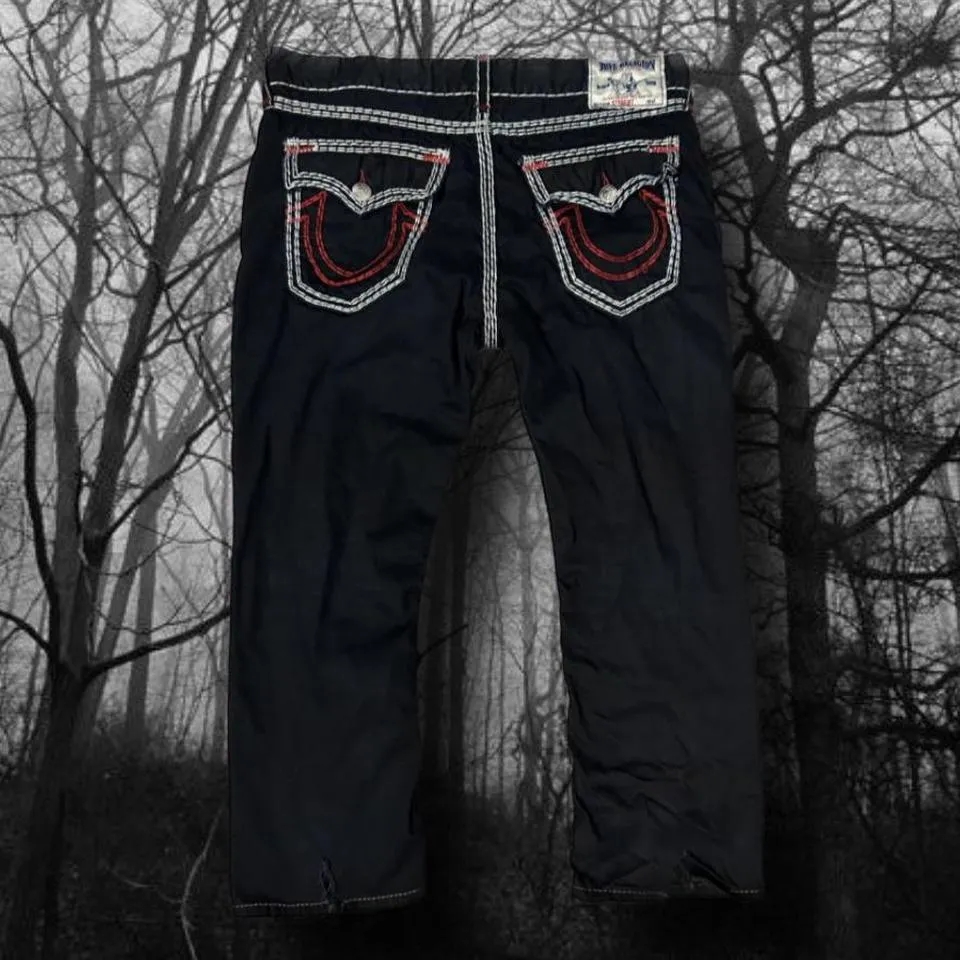 True Religion Men's Black and White Jeans
