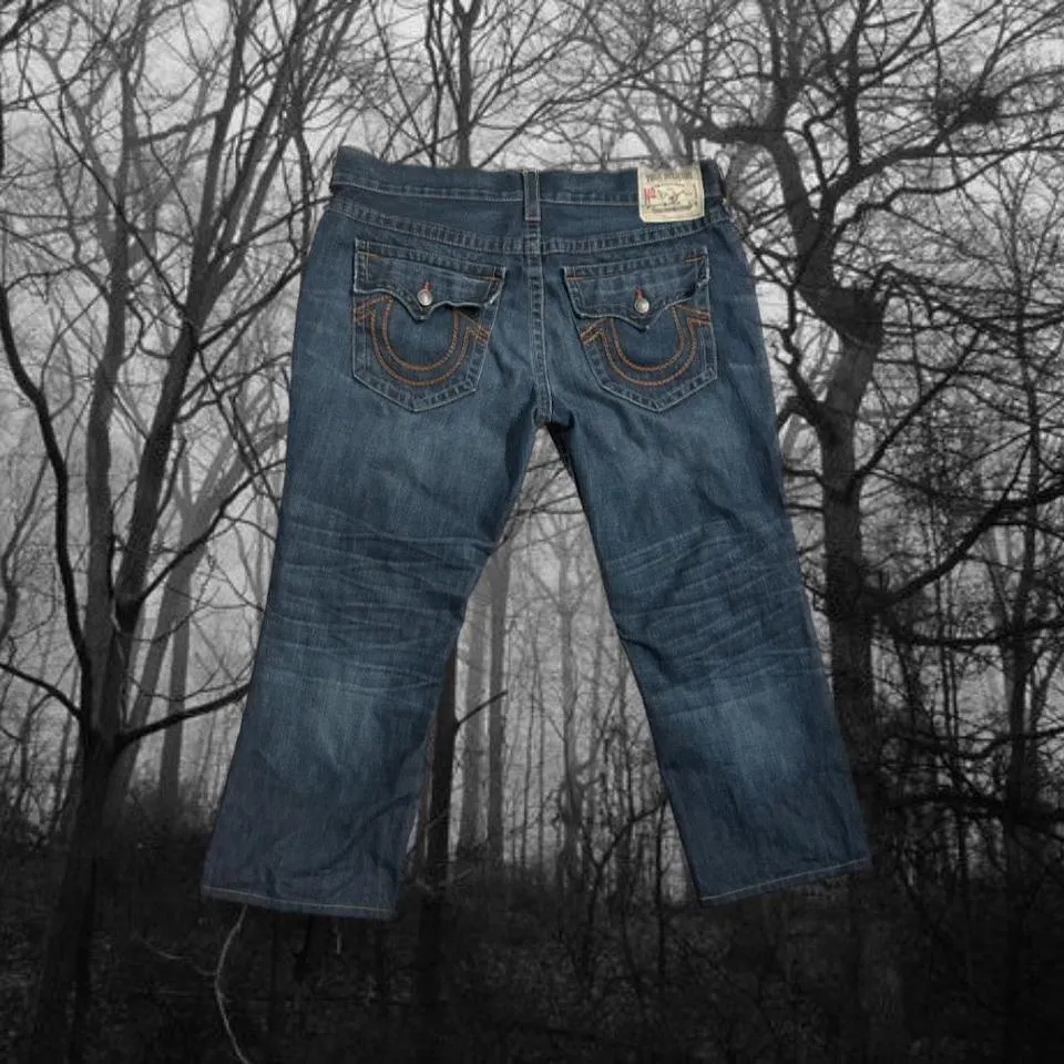 True Religion Men's Navy and Burgundy Jeans