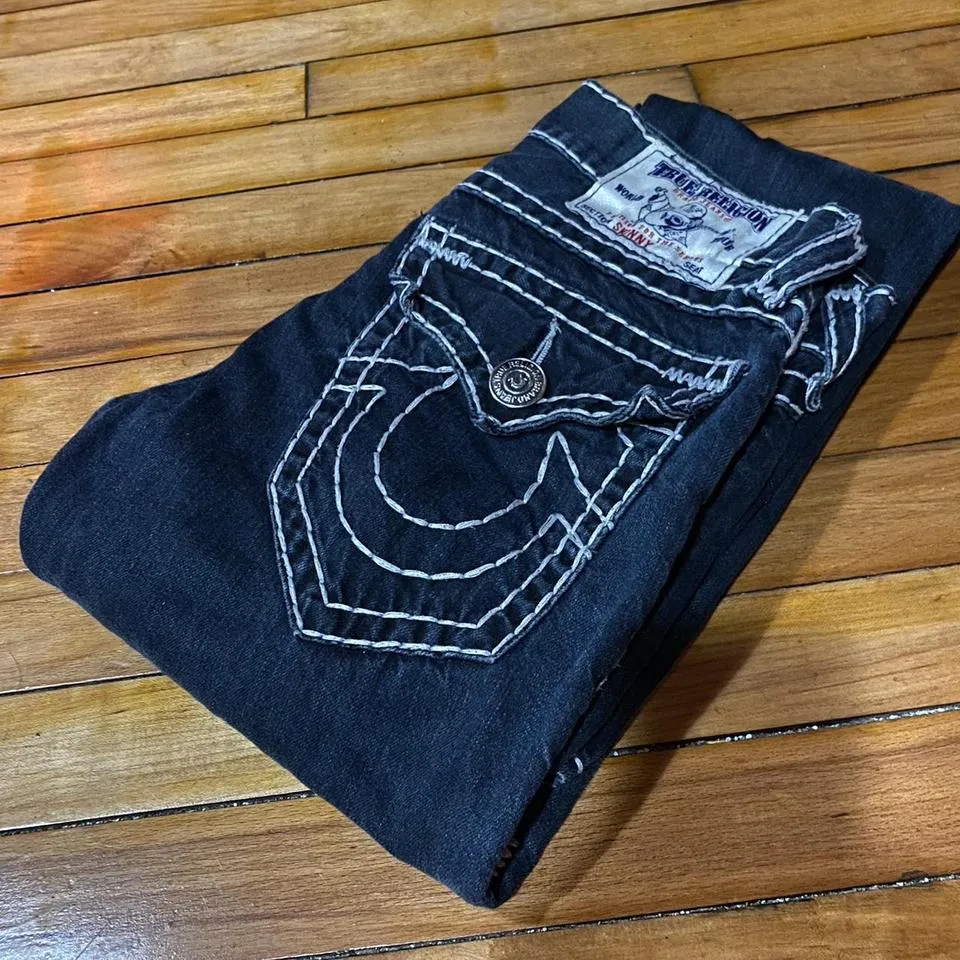 True Religion Men's Black and White Jeans