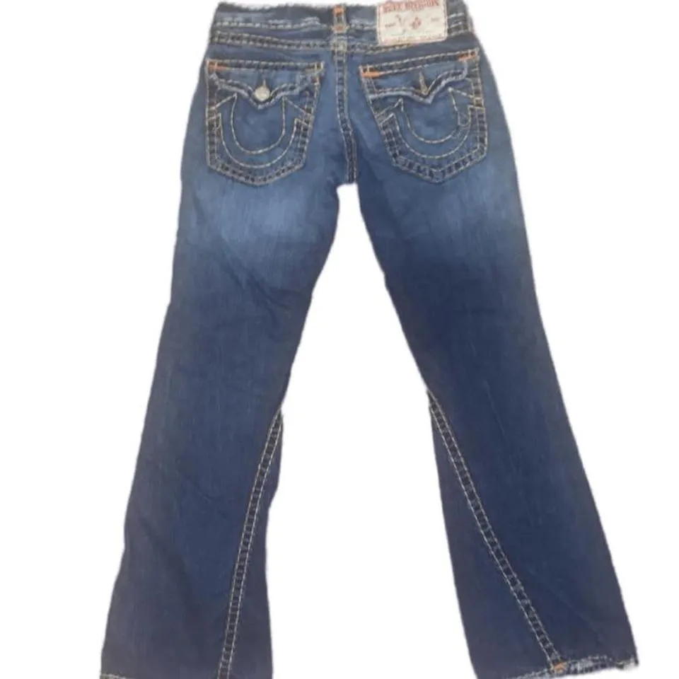 True Religion Men's Blue and Tan Jeans