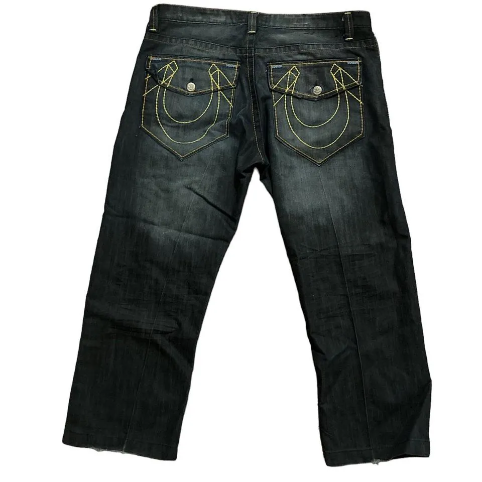 True Religion Men's Blue and Yellow Jeans