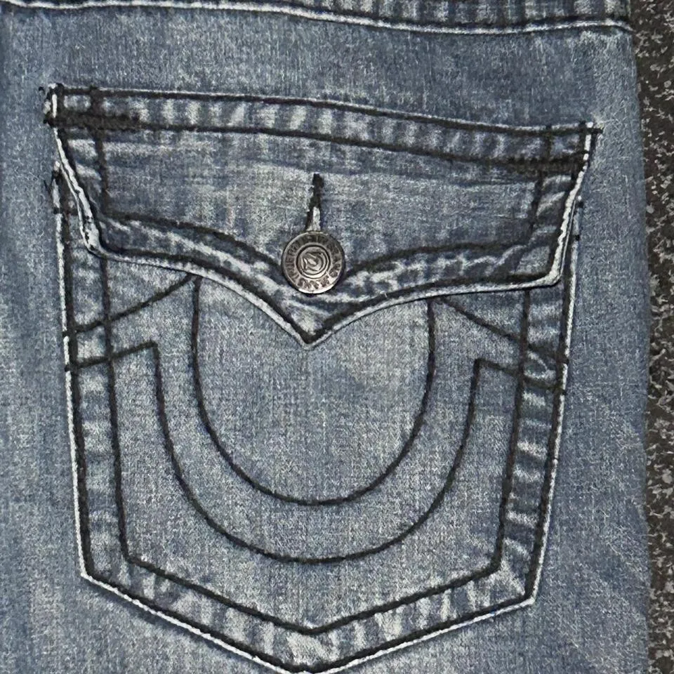 True Religion Men's Blue and Black Jeans