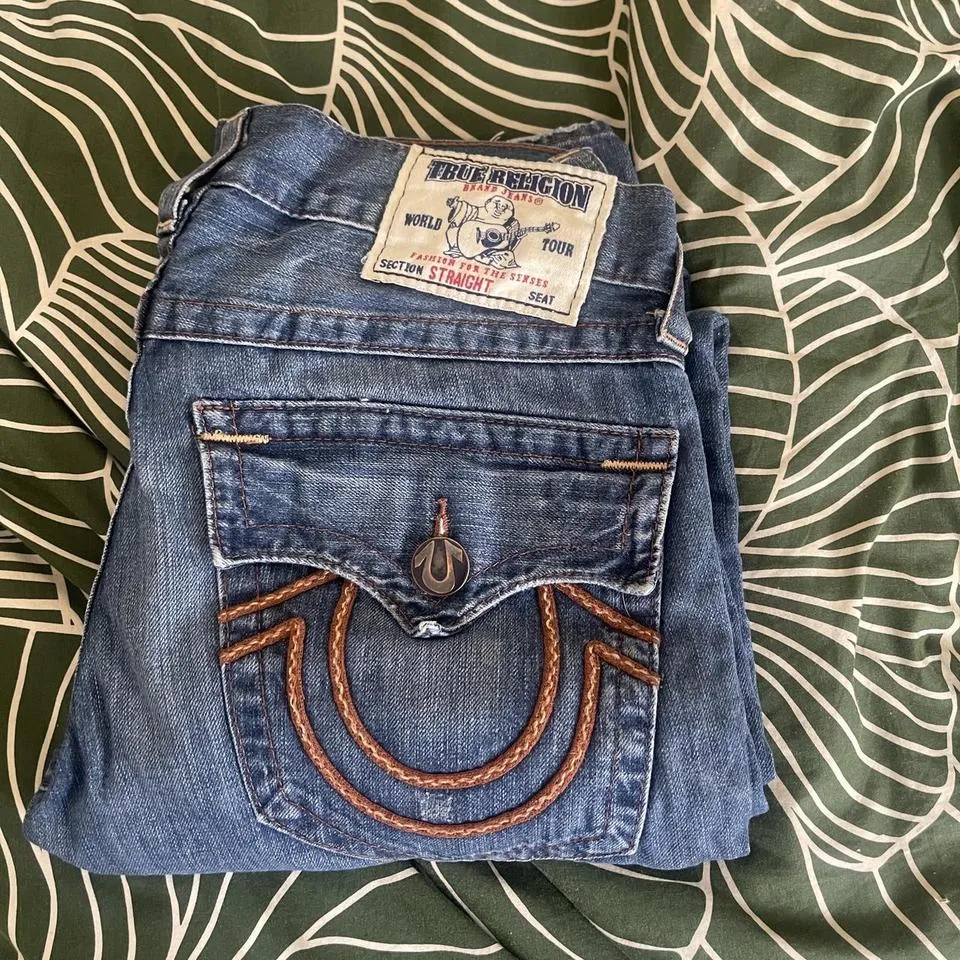 True Religion Men's Blue and Navy Jeans
