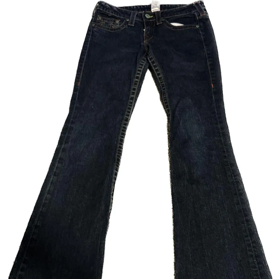 True Religion Men's Navy and Cream Jeans