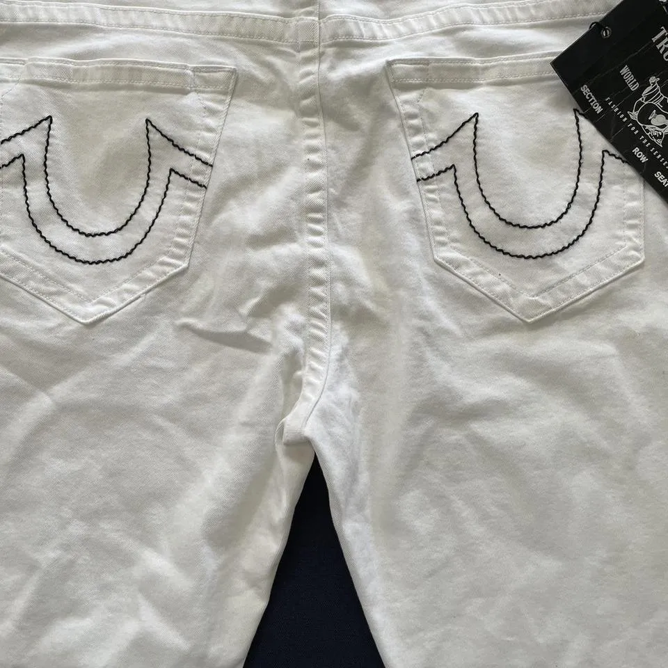 True Religion Men's White and Black Jeans