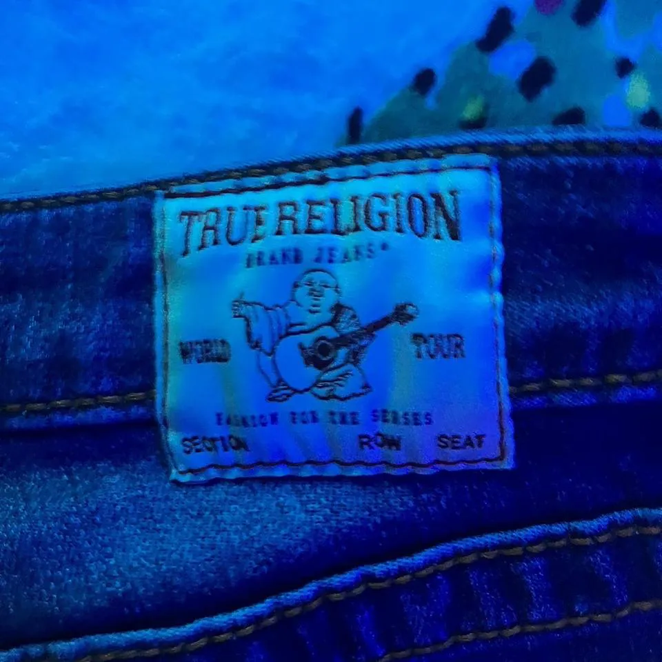 True Religion Men's Navy and Orange Jeans