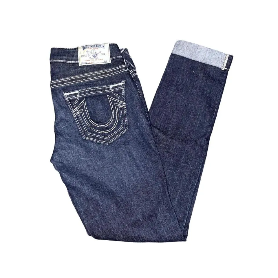True Religion Men's Navy and Blue Jeans