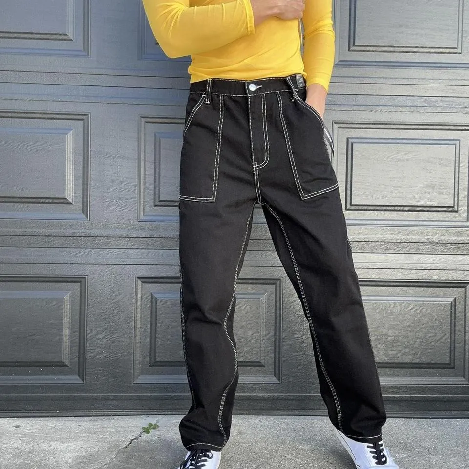 Unbranded Men's Black and White Jeans