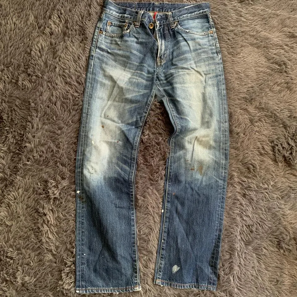 UNIQLO Men's Blue and White Jeans