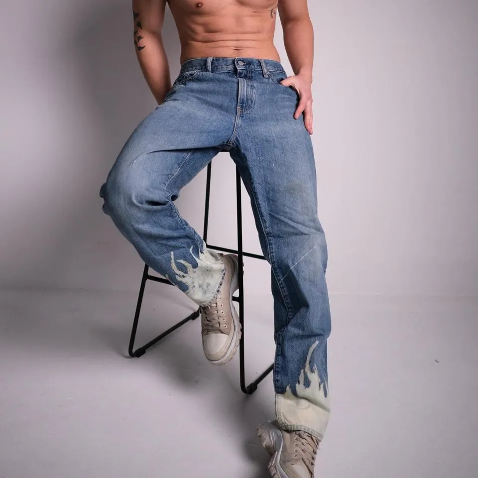 UNIQLO Men's Blue and White Jeans