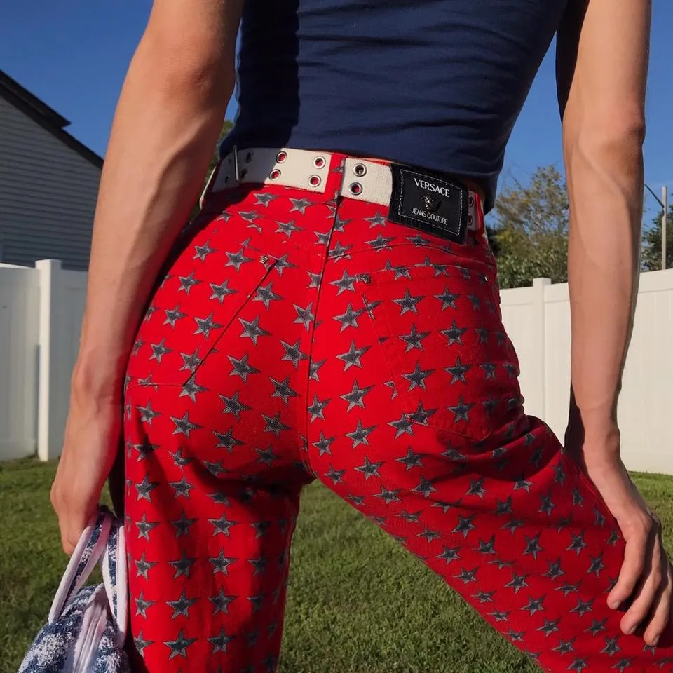 Versace Men's Red and Blue Jeans