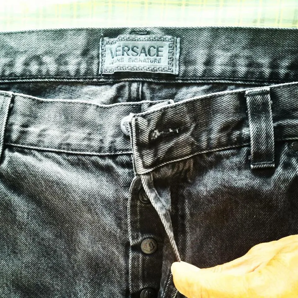 Versace Men's Black and Silver Jeans