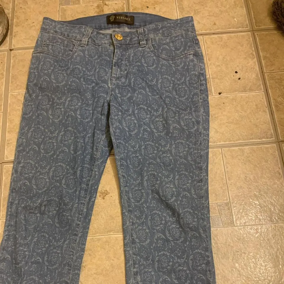 Versace Men's Blue and White Jeans