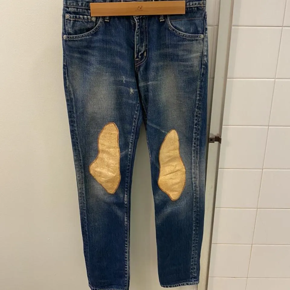 Visvim Men's Navy and Tan Jeans