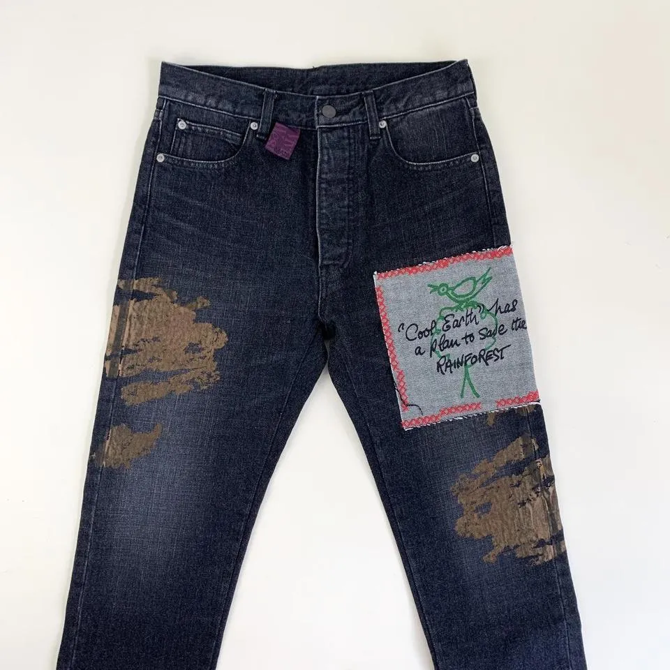 Vivienne Westwood Men's Navy and Burgundy Jeans