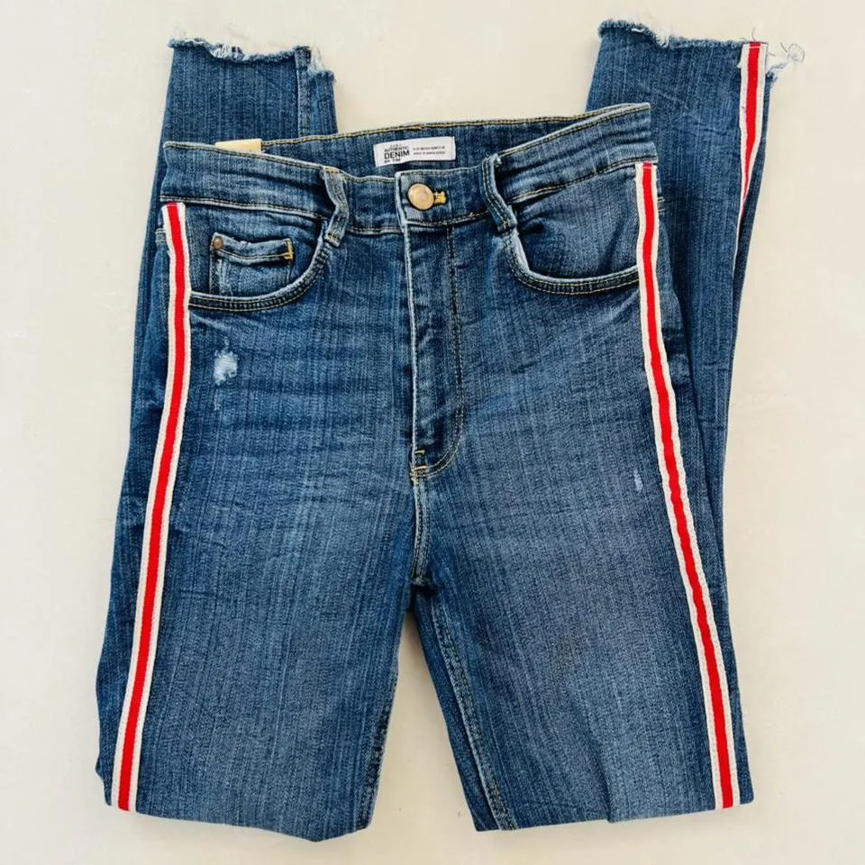 Zara Men's Blue and Red Jeans