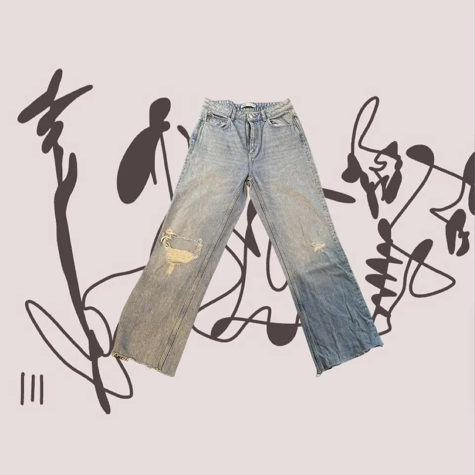 Zara Men's Blue and White Jeans