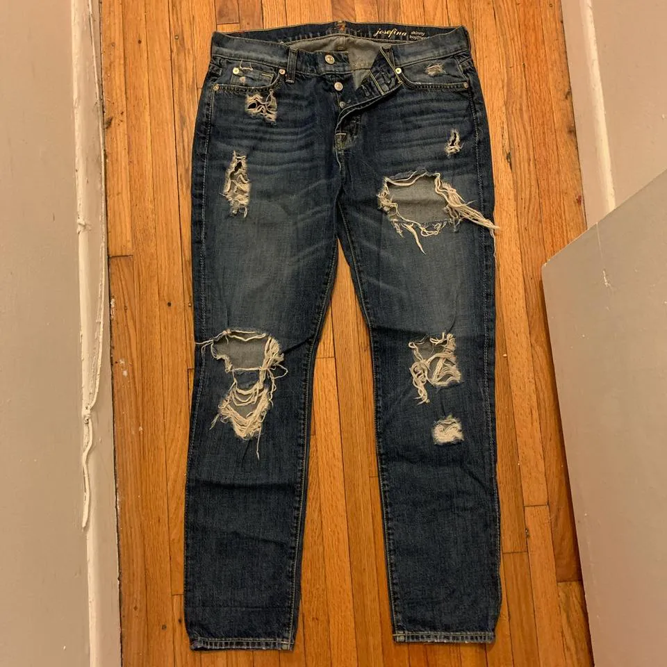 7 For All Mankind Women's Blue and Navy Jeans