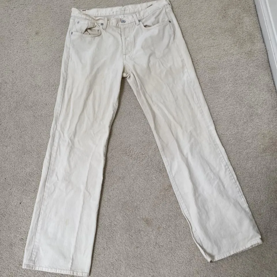 7 For All Mankind Women's Cream and White Jeans