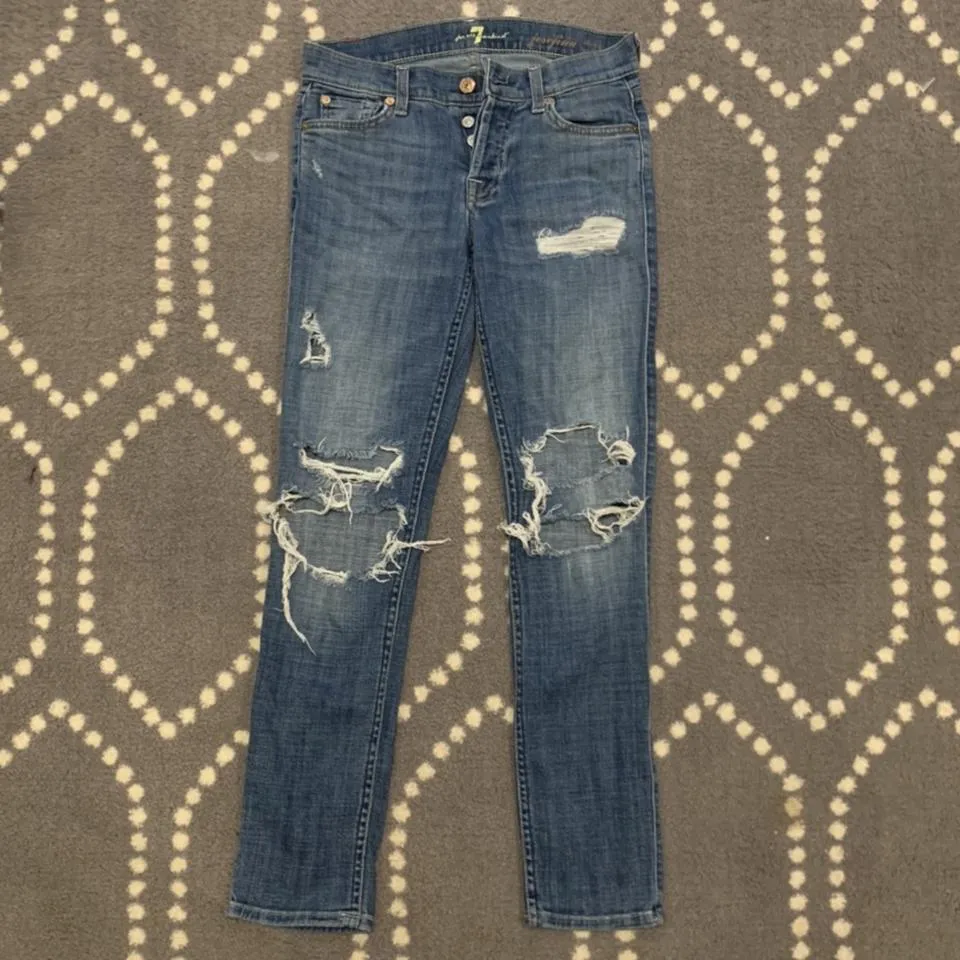 7 For All Mankind Women's Blue and Navy Jeans