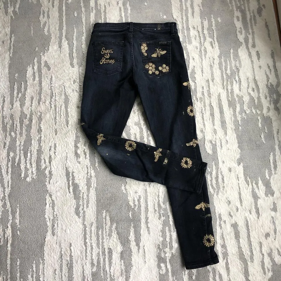 7 For All Mankind Women's Blue and Navy Jeans