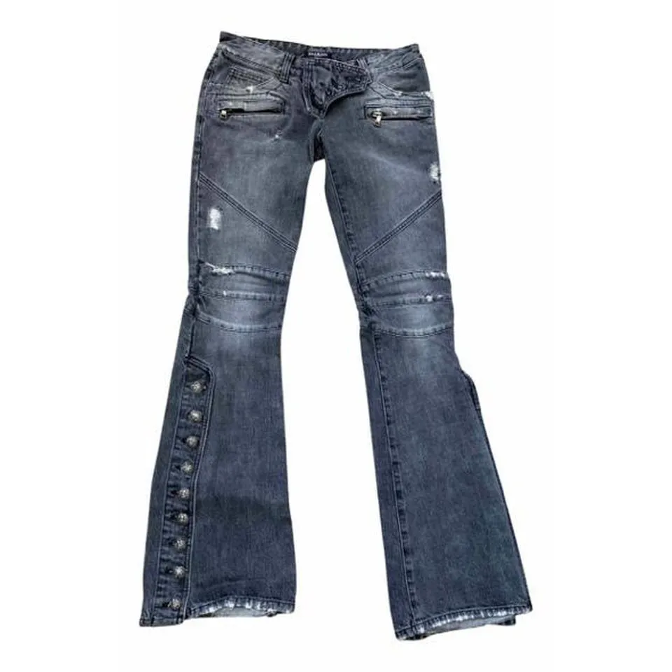 Balmain Women's Grey and Silver Jeans
