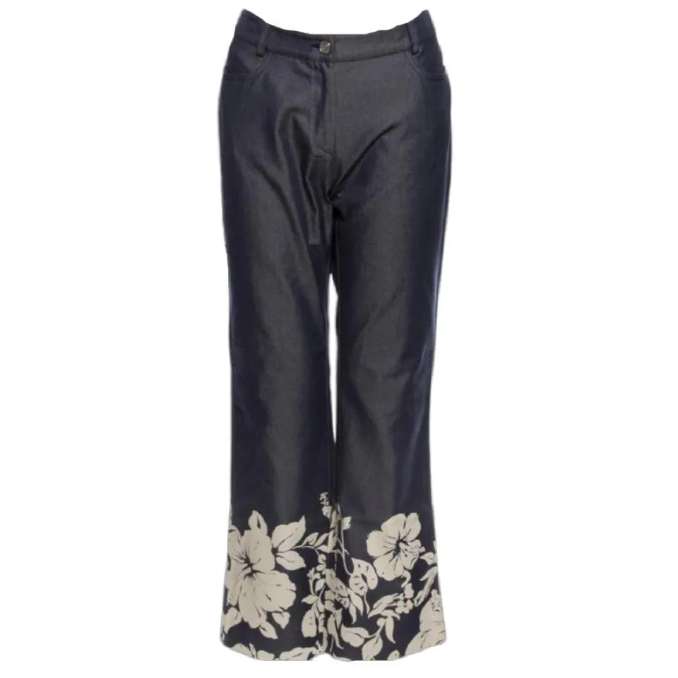 CELINE Women's Grey and Blue Jeans