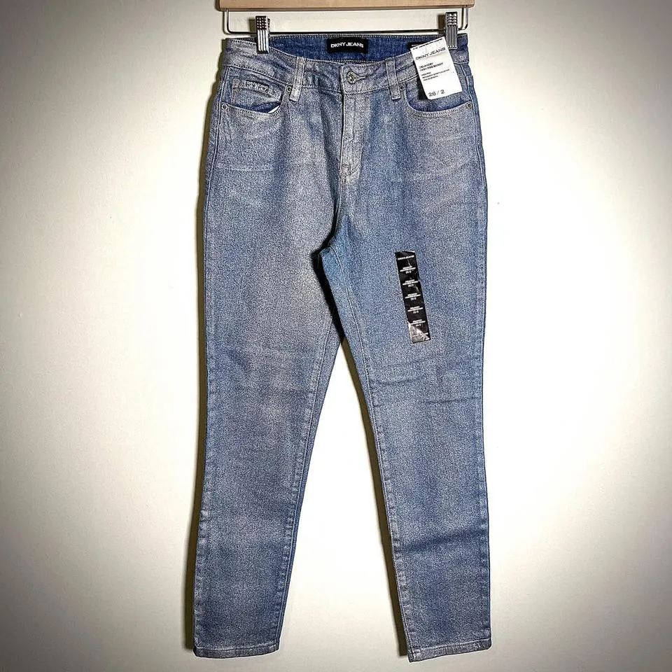 DKNY Women's Blue and Silver Jeans