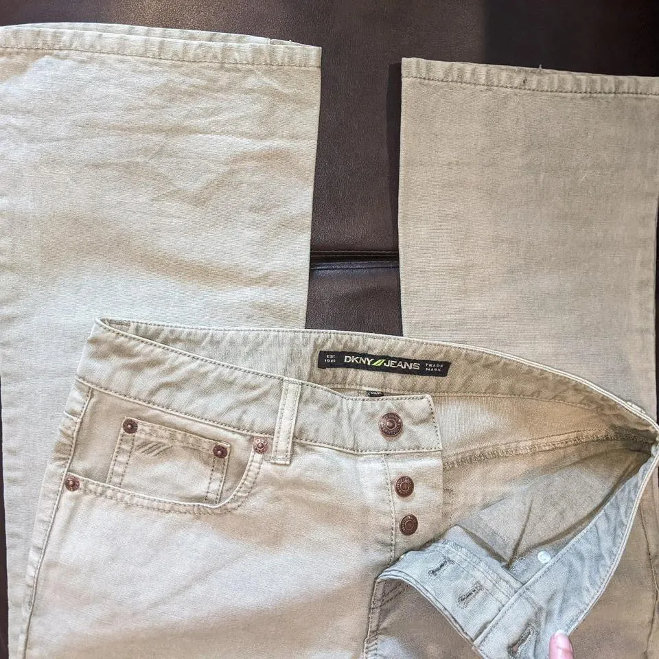 DKNY Women's Green and Khaki Jeans