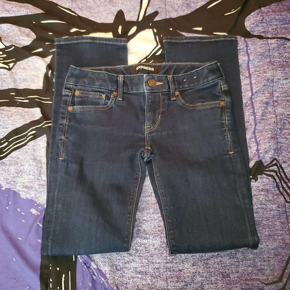 Express Women's Navy and Tan Jeans