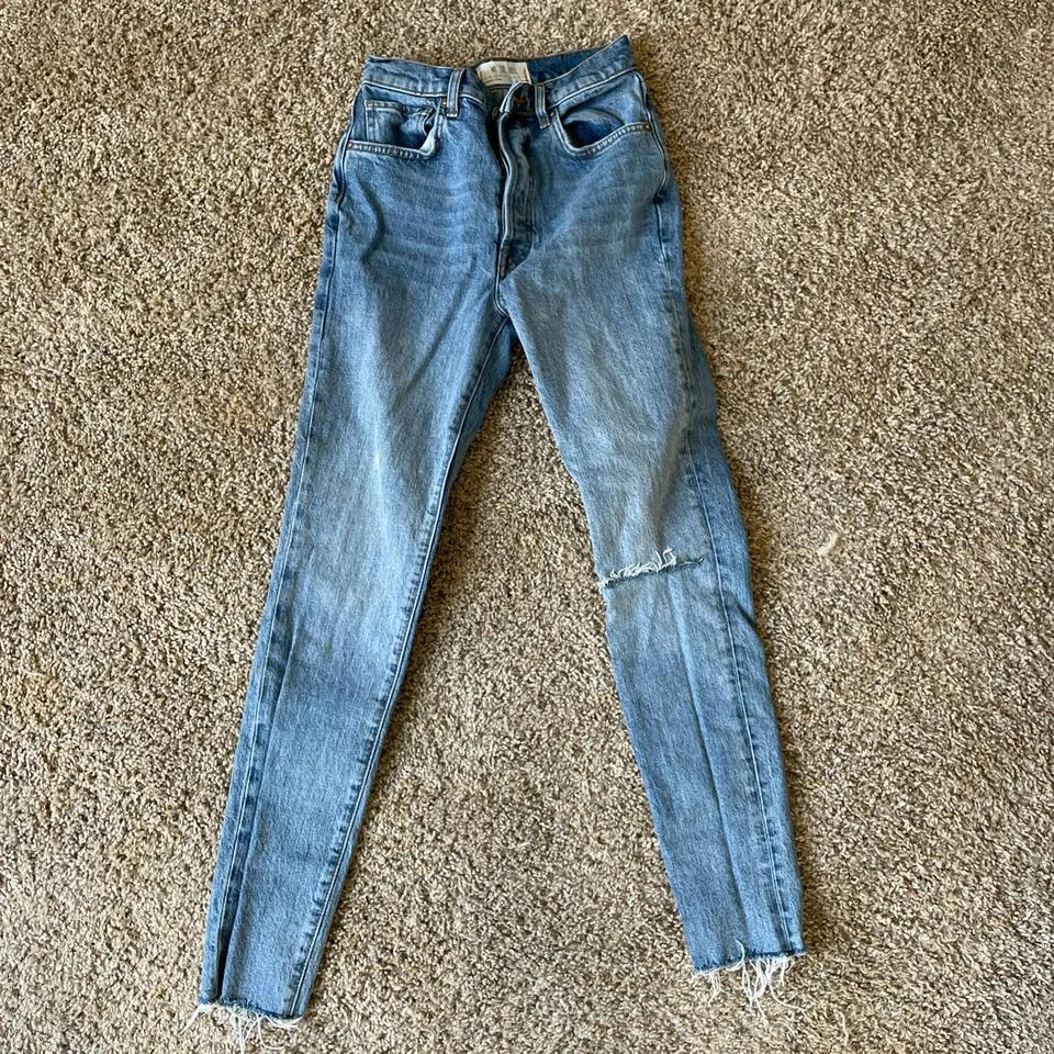 Free People Women's Blue and Navy Jeans