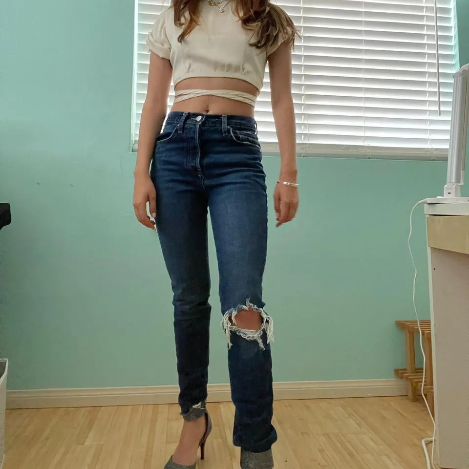 Free People Women's Blue and Navy Jeans